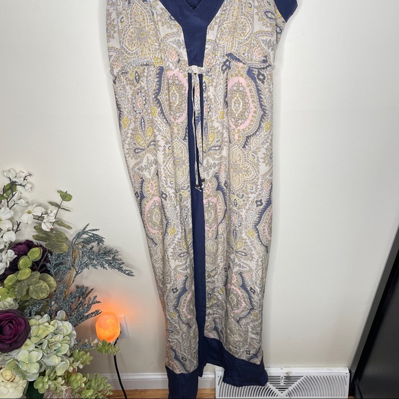 GYPSY 05 Nusa Dua Paisley Silk Maxi Dress Navy Blue {S9} - Picture 3 of 7
